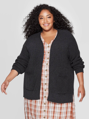 Women's Plus Size Side Slit Open Layered Cardigan - Universal Thread™