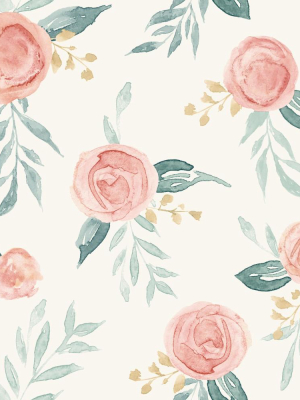 Watercolor Roses Wallpaper In Red From The Magnolia Home Vol. 3 Collection By Joanna Gaines