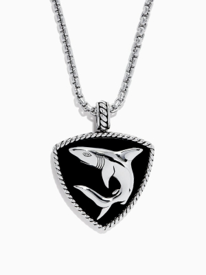 Effy Men's Sterling Silver Onyx Shark Pendant, 11.50 Tcw