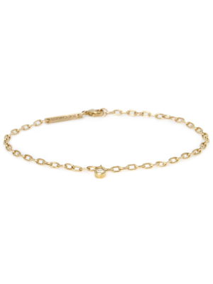 14k Small Oval Chain Bezel Diamond Bracelet