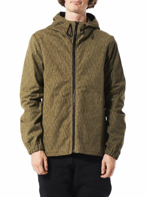 Line-printed Hooded Windbreaker (mot1008-r Green)