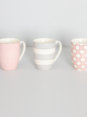 Set Of 6 Spot & Stripe Mugs