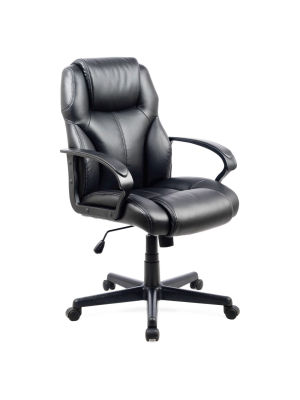 Workspace Leatherette Managerial Office Chair Black - Corliving