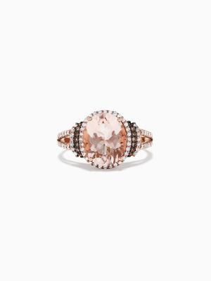 Effy 14k Rose Gold Morganite And Diamond Ring, 3.42 Tcw