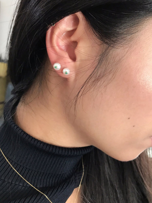 Pearl & Emerald Stud Earrings