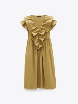 Flounced Poplin Dress