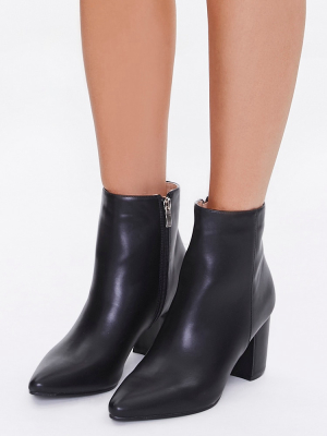 Faux Leather Block Heel Boots