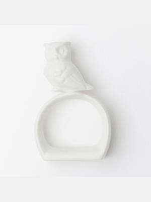 Blue Pheasant Owl Napkin Ring (set Of 4)