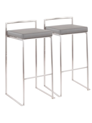 Set Of 2 Fuji Contemporary Stackable Barstools - Lumisource