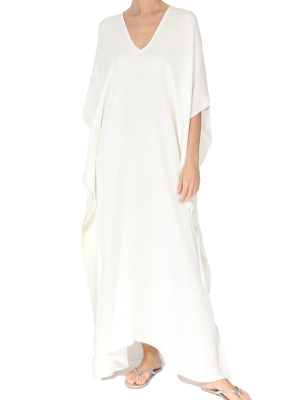 White Silk Croco Jacquard Boubou Caftan