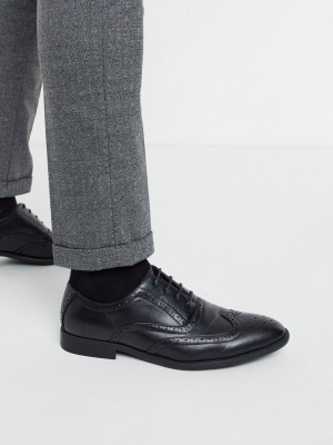 Asos Design Brogue Shoes In Black Faux Leather