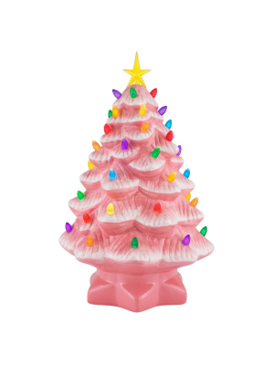 14in Ceramic Tree Decorative Figurine Pink - Mr. Christmas