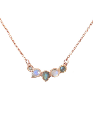 Moonstone Labradorite Diamond Necklace