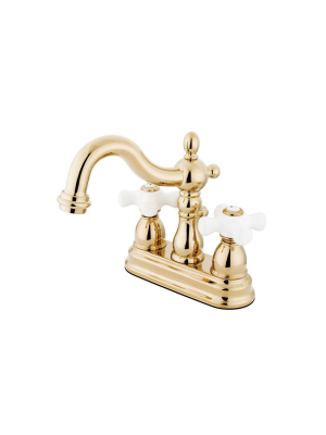Kingston Brass Kb1602px 4 Inch 3 Hole Centerset Bathroom Faucet, Polished Brass