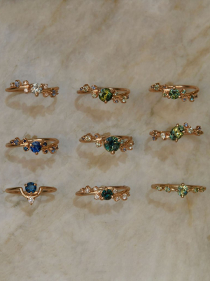Gradient Sapphire And Diamond Organic Crossover Ring
