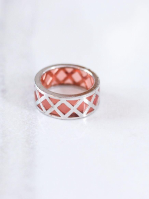 Vintage Sterling Silver And Red Crystal Ring
