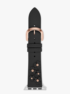 Black Floral Appliqué Leather 38/40mm Band For Apple Watch®