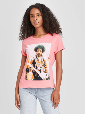 Women's Jimi Hendrix Short Sleeve Graphic T-shirt - Pink