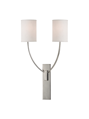 Hudson Valley Lighting Colton 2-bulb Sconce - Polished Nickel & Off White