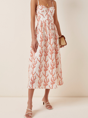 Acacia Arrecife Printed Linen Midi Dress