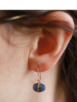 Blue Sapphire Single Drop Earrings