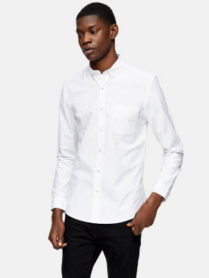 White Stretch Tab Oxford Shirt