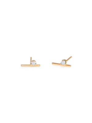 14k Prong Set Opal Bar Studs