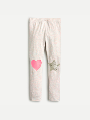 Girls' Everyday Leggings With Star And Heart Knee Patches