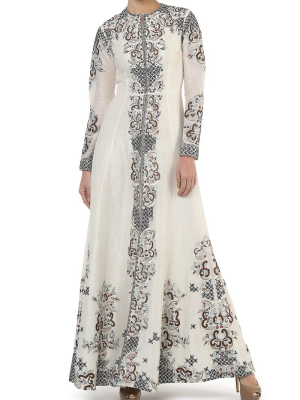 Mandarin Collared Embroidered Gown