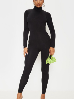 Black Roll Neck Long Sleeve Jumpsuit