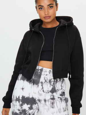 Petite Black Crop Zip Hoodie