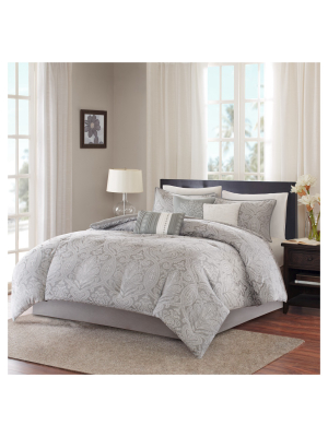 Devin Medallion Paisley Comforter Set Gray - 7pc