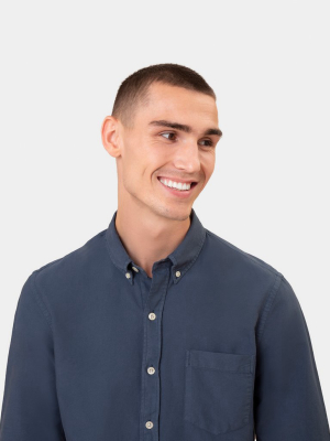 Organic Button Down Shirt - Petrol Blue