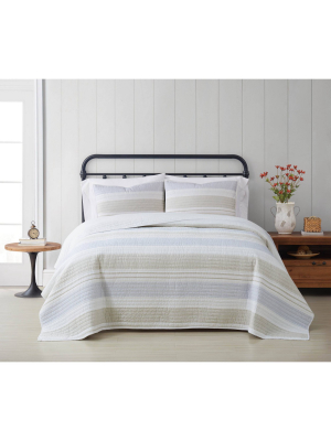 Cottage Classics Spa Stripe Quilt Set