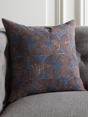 16" Crescente Indigo Block Print Pillow