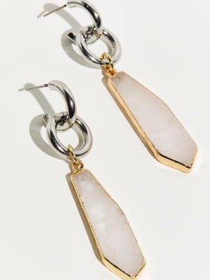 Chains And Raw Stone Drop Earrings