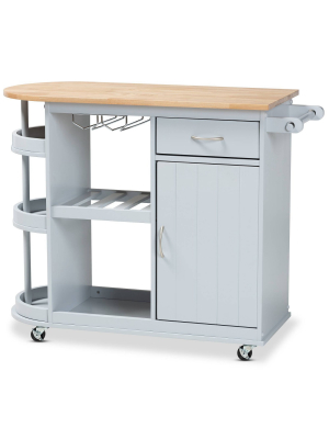 Donnie Wood Kitchen Storage Cart Light Gray/natural - Baxton Studio