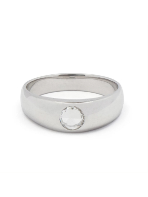 White Gold Tapered Ring With Diamond