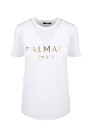 Balmain Metallic Logo Printed T-shirt