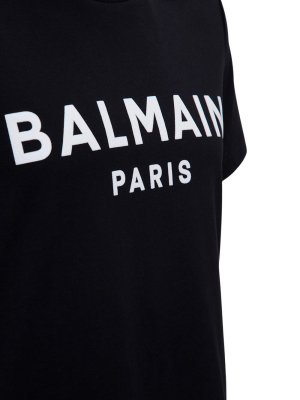 Balmain Flocked Logo Crewneck T-shirt