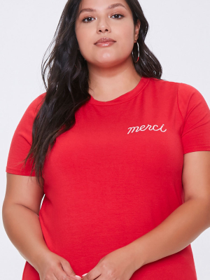 Plus Size Embroidered Merci Tee