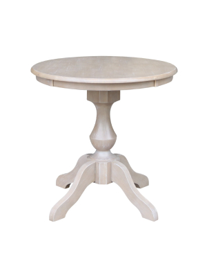 Solid Wood 30" X 30" Round Pedestal Dining Table Weathered Gray - International Concepts