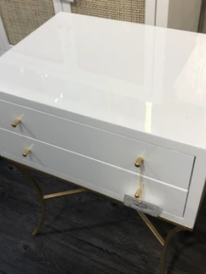 Elena Side Table White And Gold Leaf