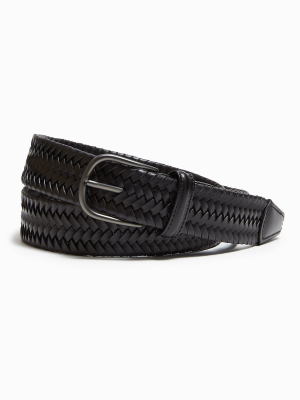 Anderson's Braided Leather Stretch Belt In Black