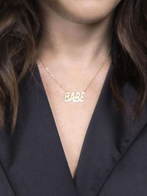 Babe Nameplate Necklace, Rose Gold