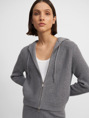 Zip Hoodie In Waffle-knit Cashmere