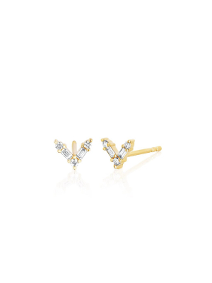 Ef Collection Diamond Baguette Chevron Stud Earring