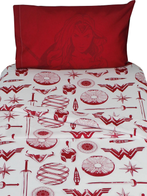 3pc Wonder Woman Twin Bed Sheet Set Themyscira Bedding Accessories - Dc Comics..