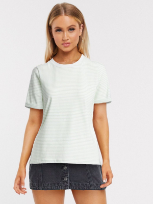 Pieces Crew Neck T-shirt In Mint Stripe