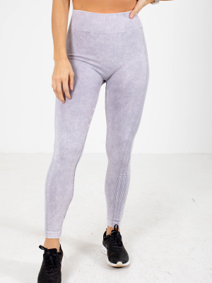 Premium Active Ribbed Detail Leggings - Purple